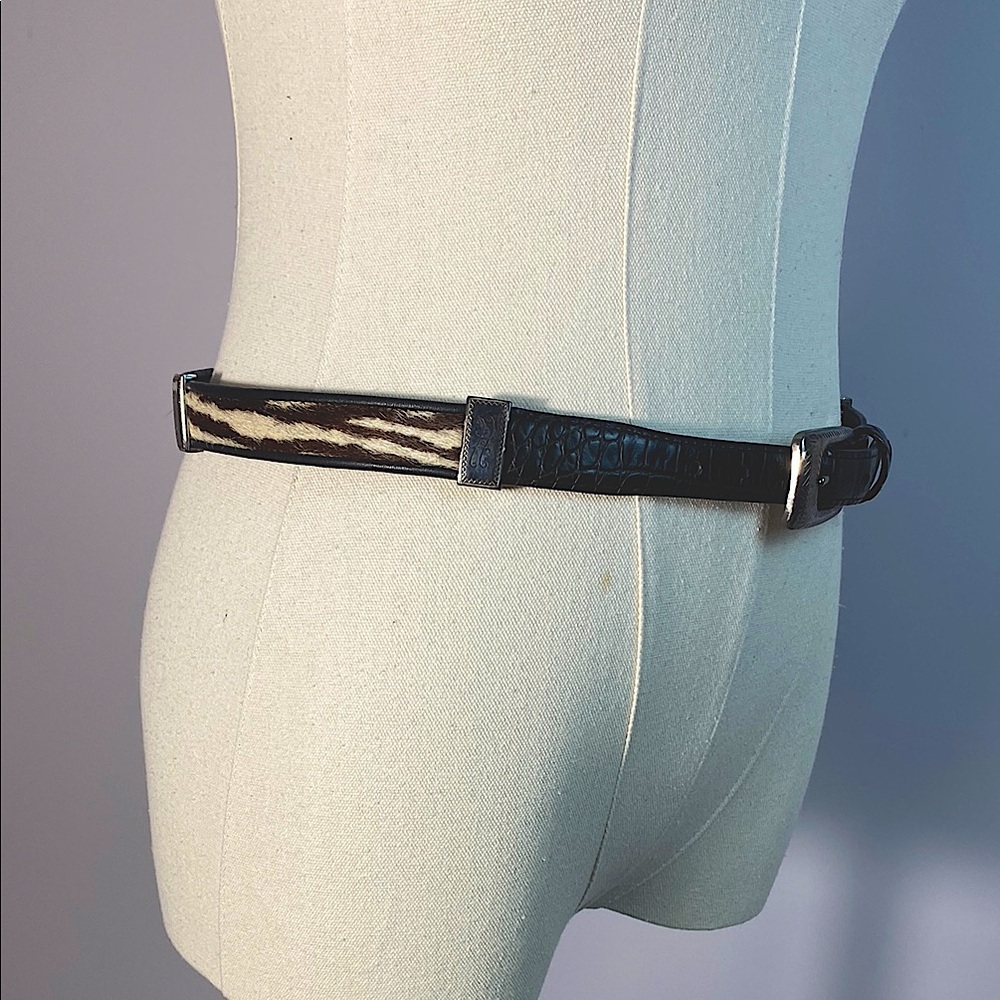 Brighton Black and Cream Leather Zebra-Print Belt
